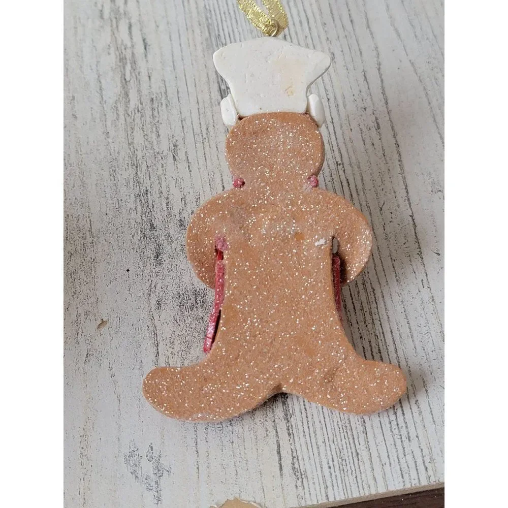 Gingerbread‎ Glitter Chef cake baker ornament Xmas decor